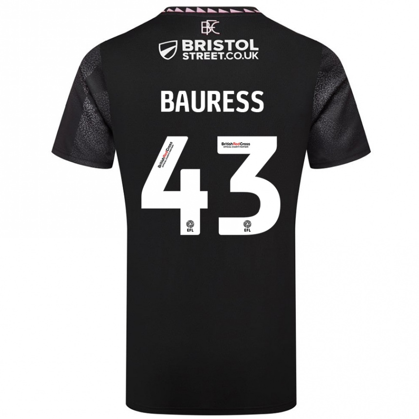 キッズフットボールJoe Bauress#43黒アウェイシャツ2024/25ジャージーユニフォーム