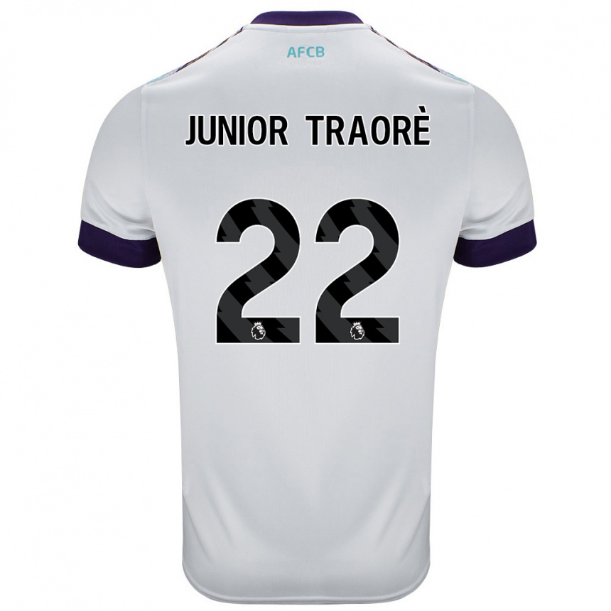 キッズフットボールHamed Junior Traorè#22白 緑 紫アウェイシャツ2024/25ジャージーユニフォーム