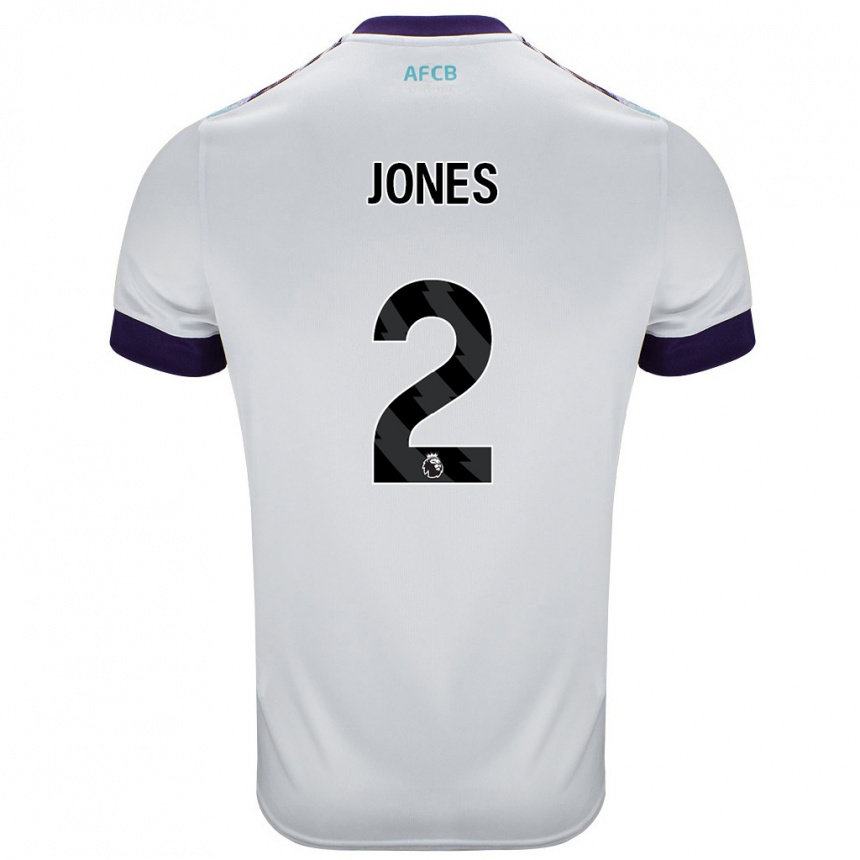 キッズフットボールAbby Jones#2白 緑 紫アウェイシャツ2024/25ジャージーユニフォーム