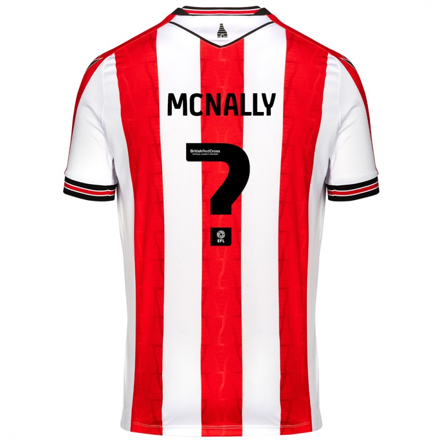 メンズフットボールTommy Mcnally#0赤 白ホームシャツ2024/25ジャージーユニフォーム