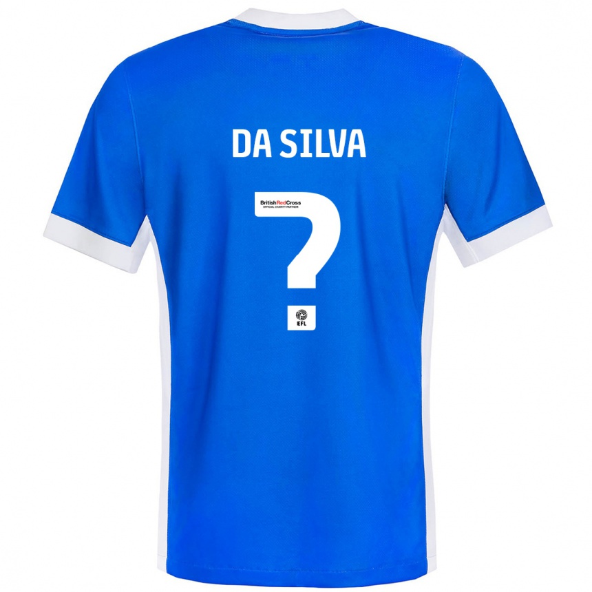 メンズフットボールAlezandro Da Silva#0ブルーホワイトホームシャツ2024/25ジャージーユニフォーム