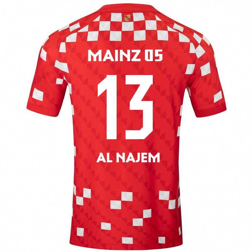 メンズフットボールSalma Al Najem#13白 赤ホームシャツ2024/25ジャージーユニフォーム