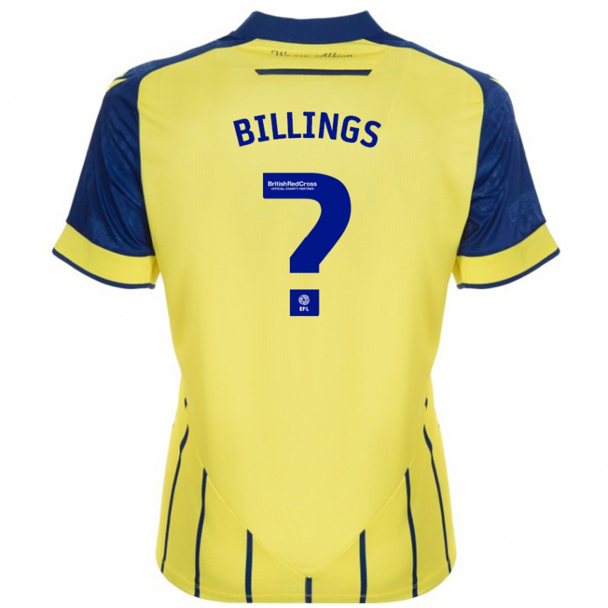 メンズフットボールFrazer Billings#0黄 青アウェイシャツ2024/25ジャージーユニフォーム