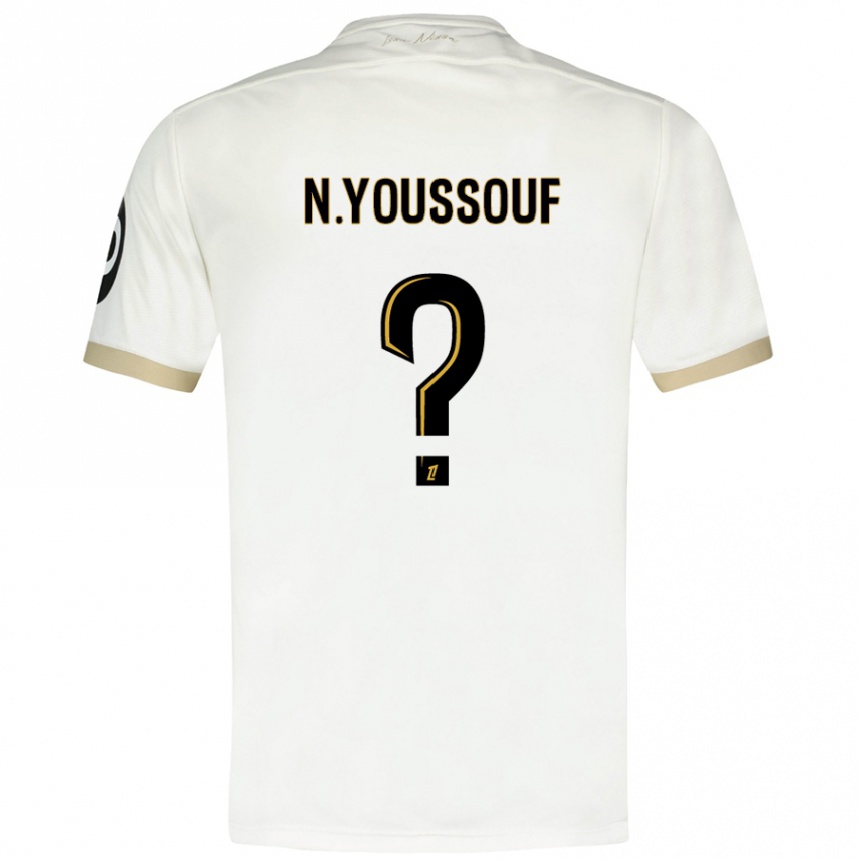 メンズフットボールNaké Youssouf#0ホワイトゴールドアウェイシャツ2024/25ジャージーユニフォーム