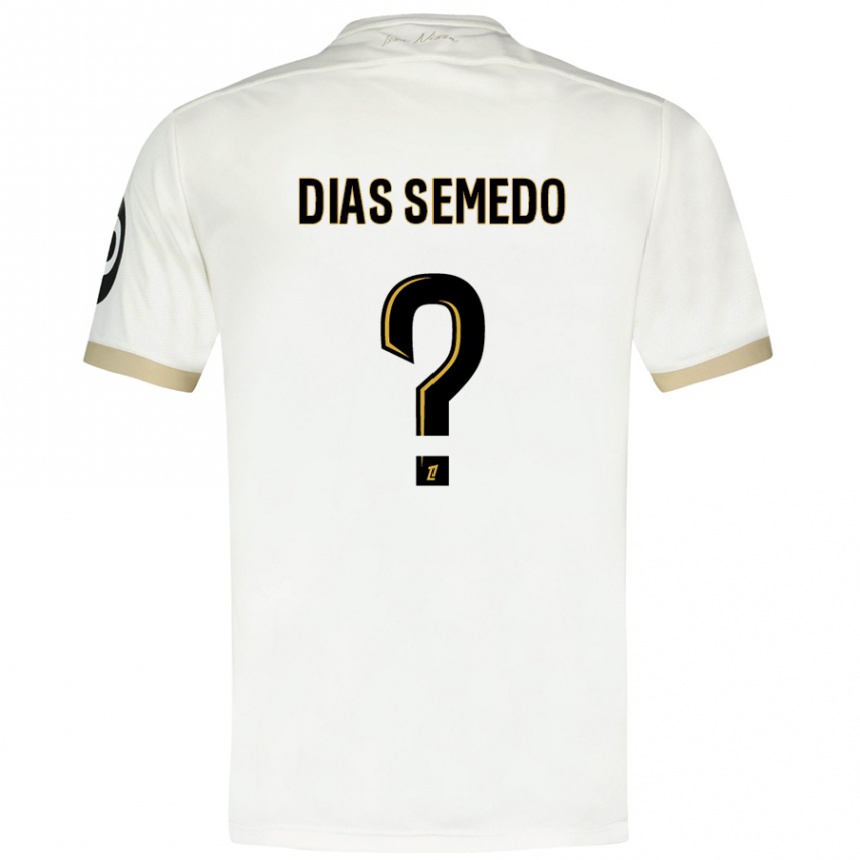 メンズフットボールSamuel Dias Semedo#0ホワイトゴールドアウェイシャツ2024/25ジャージーユニフォーム