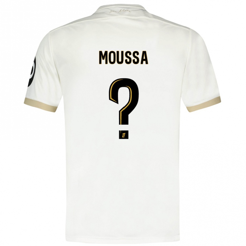 メンズフットボールMounir Moussa#0ホワイトゴールドアウェイシャツ2024/25ジャージーユニフォーム