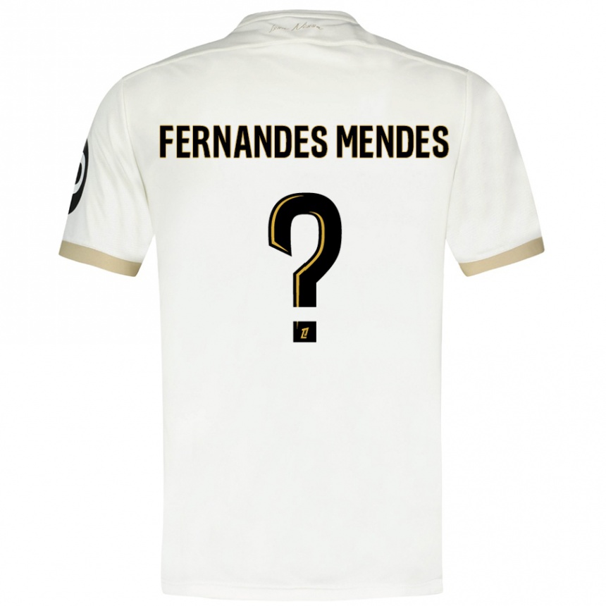 メンズフットボールMathis Fernandes Mendes#0ホワイトゴールドアウェイシャツ2024/25ジャージーユニフォーム