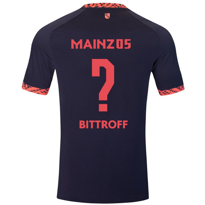 メンズフットボールMaurice Bittroff#0ブルーコーラルレッドアウェイシャツ2024/25ジャージーユニフォーム