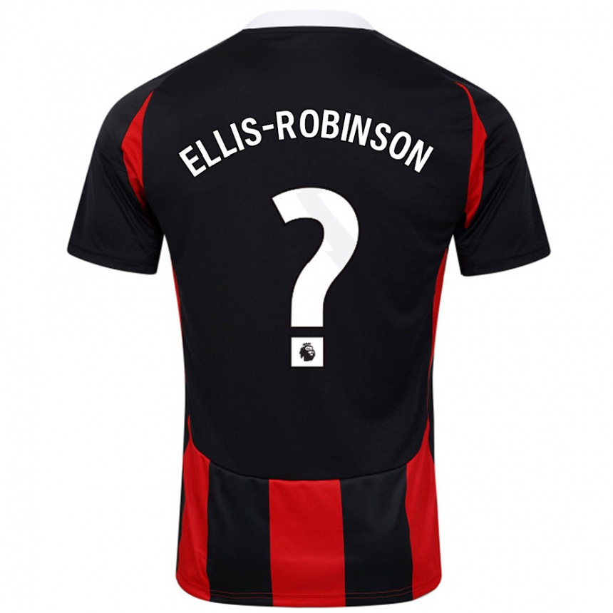 メンズフットボールEddie Ellis-Robinson#0黒 赤アウェイシャツ2024/25ジャージーユニフォーム