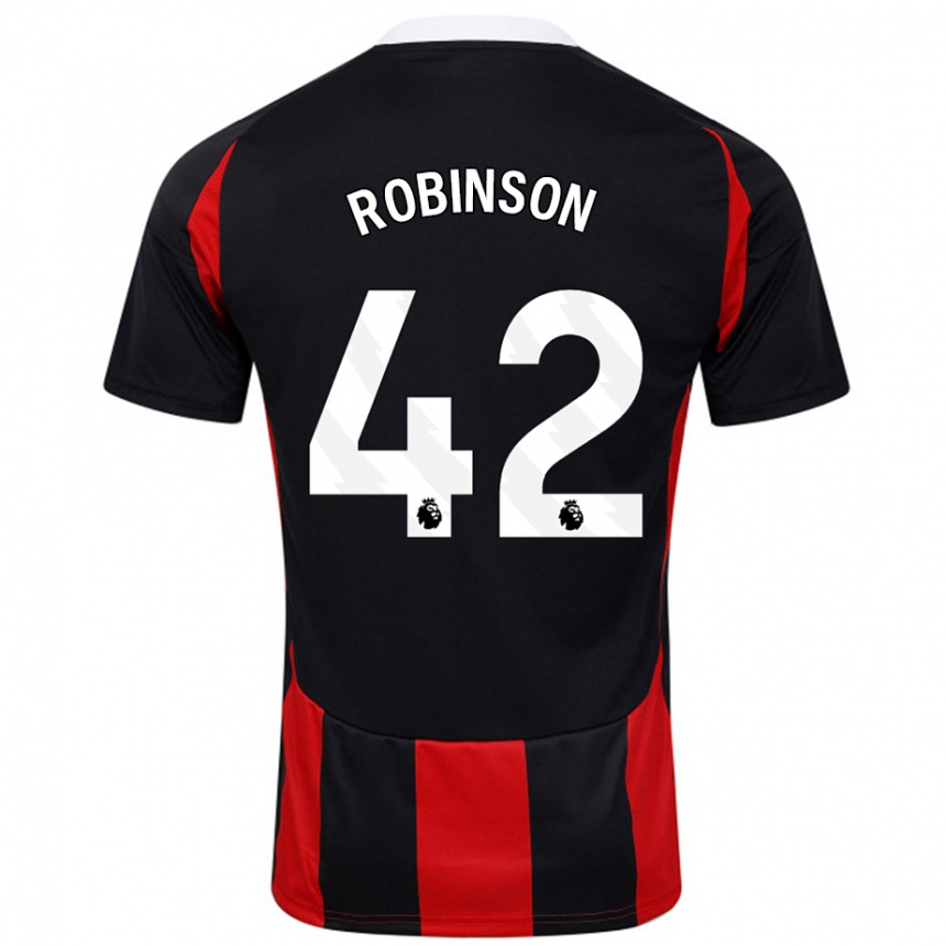 メンズフットボールCharlie Robinson#42黒 赤アウェイシャツ2024/25ジャージーユニフォーム