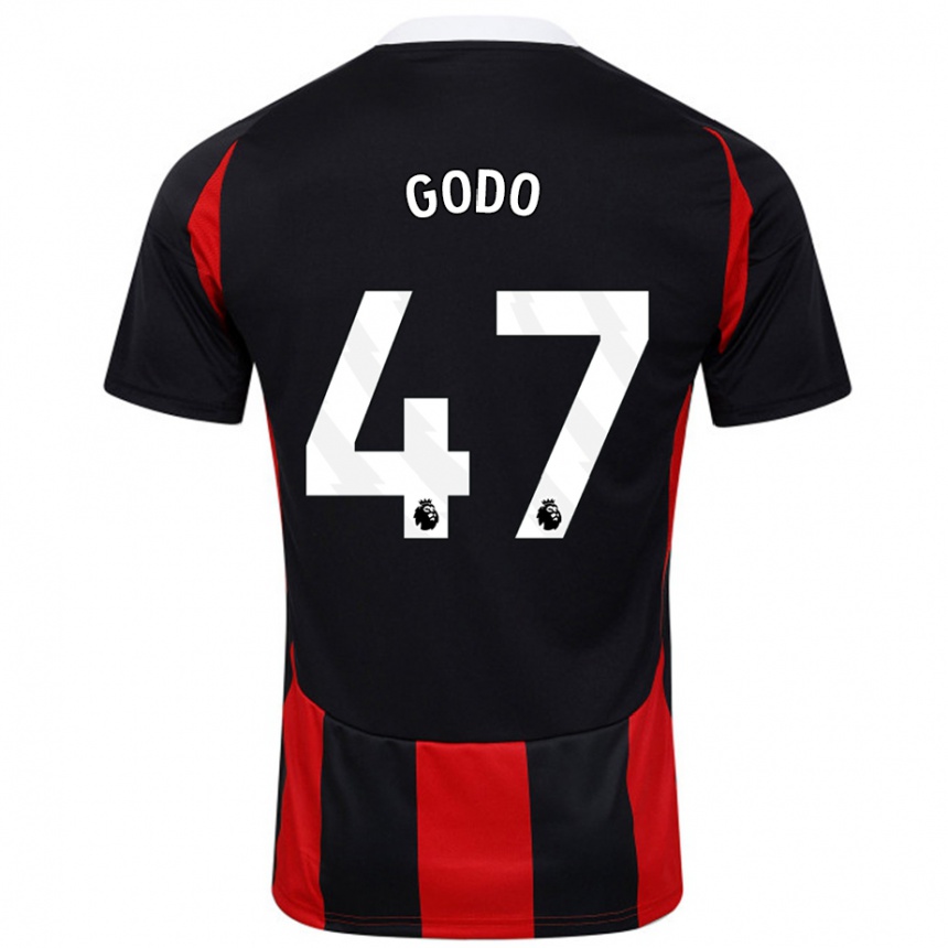 メンズフットボールMartial Godo#47黒 赤アウェイシャツ2024/25ジャージーユニフォーム