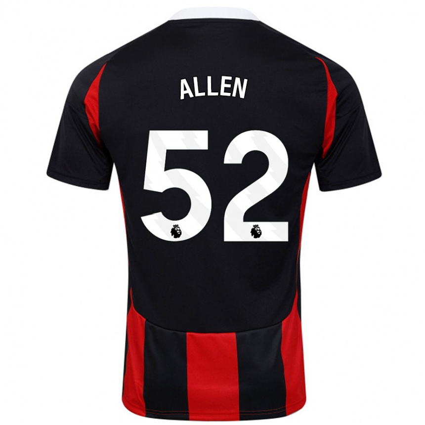 メンズフットボールMichael Allen#52黒 赤アウェイシャツ2024/25ジャージーユニフォーム