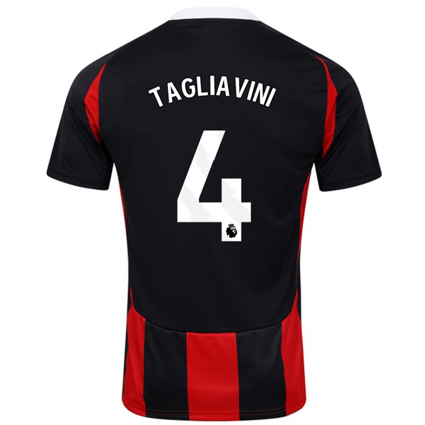 メンズフットボールElla Tagliavini#4黒 赤アウェイシャツ2024/25ジャージーユニフォーム