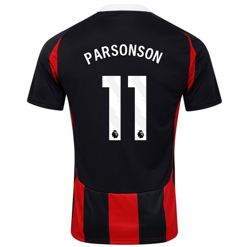 メンズフットボールMadi Parsonson#11黒 赤アウェイシャツ2024/25ジャージーユニフォーム