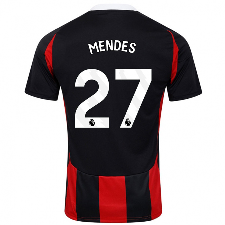 メンズフットボールMegalie Mendes#27黒 赤アウェイシャツ2024/25ジャージーユニフォーム