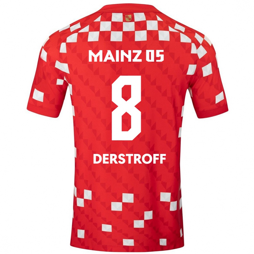 レディースフットボールJulian-Maurice Derstroff#8白 赤ホームシャツ2024/25ジャージーユニフォーム