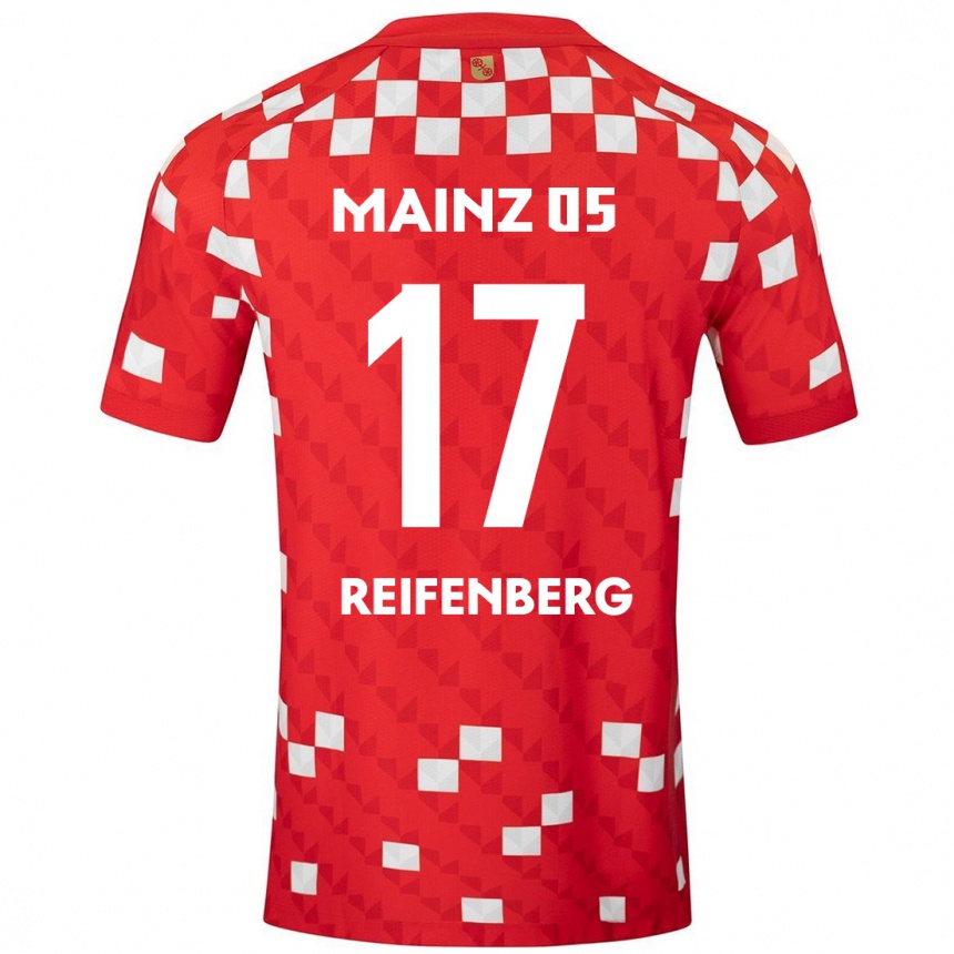 レディースフットボールMichelle Reifenberg#17白 赤ホームシャツ2024/25ジャージーユニフォーム