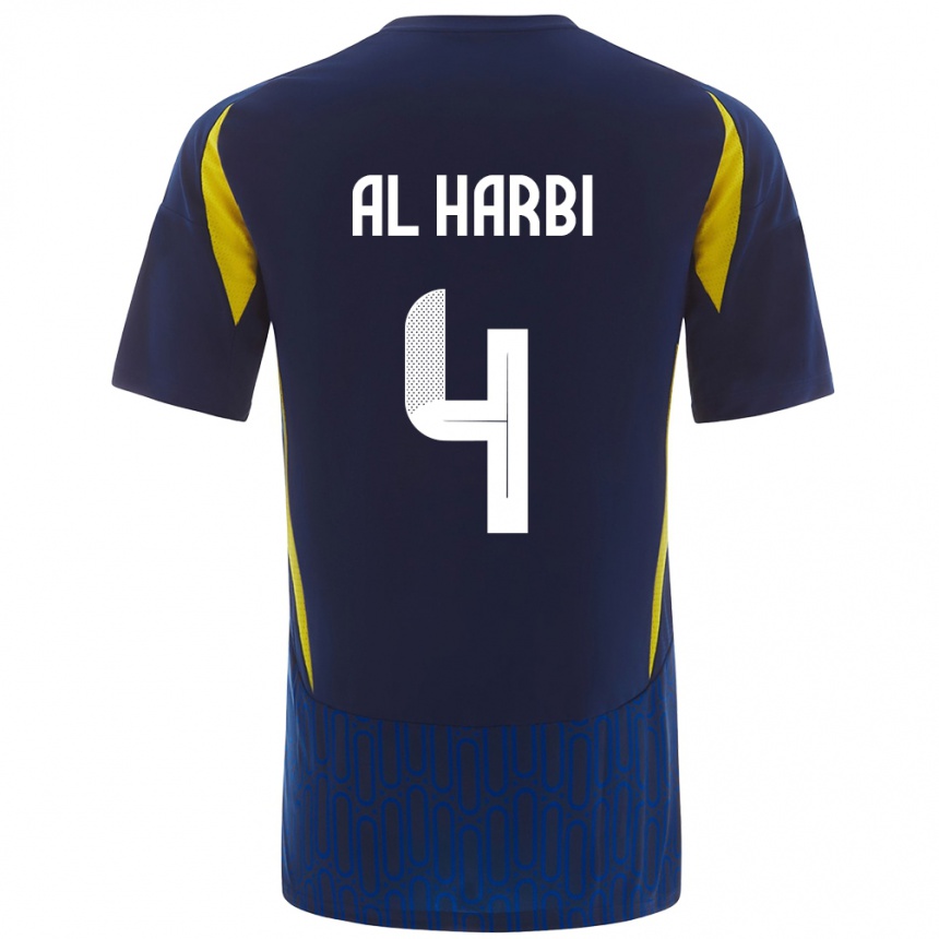 レディースフットボールFay Al-Harbi#4青 黄アウェイシャツ2024/25ジャージーユニフォーム