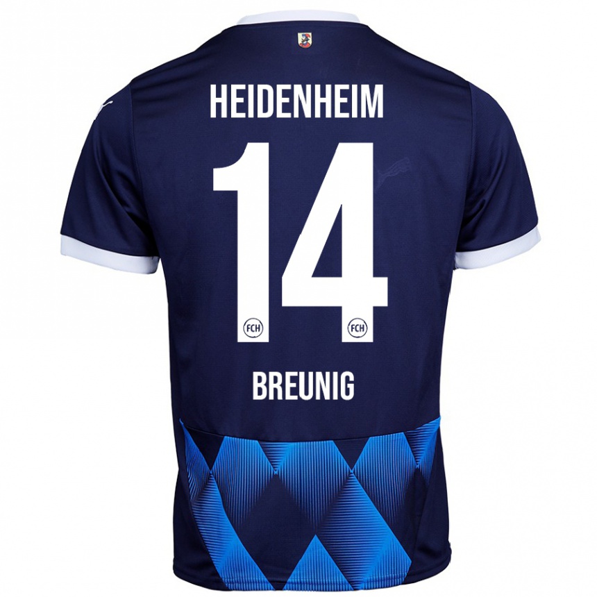 レディースフットボールMaximilian Breunig#14ダークネイビーブルーアウェイシャツ2024/25ジャージーユニフォーム