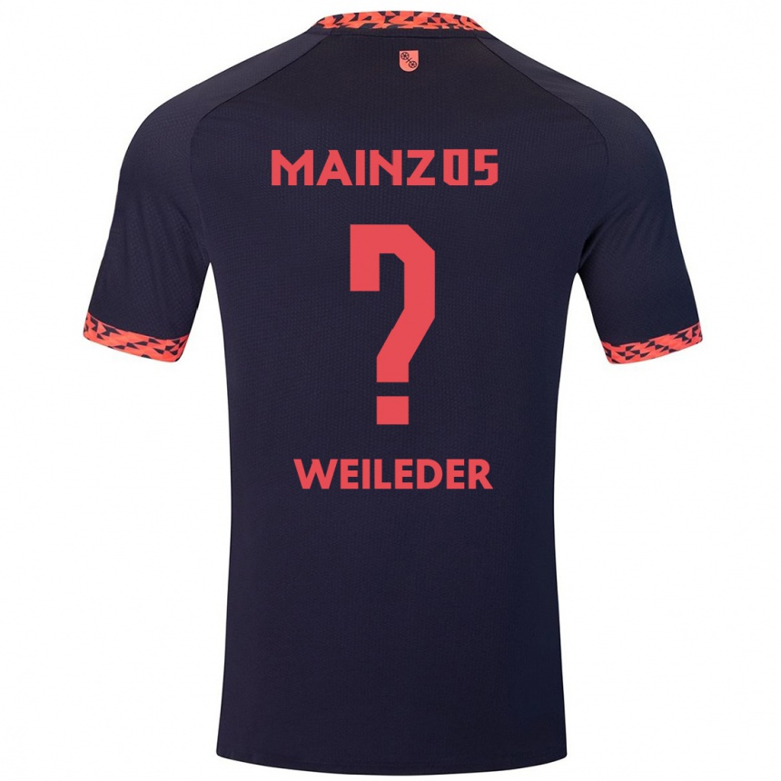 レディースフットボールTobias Weileder#0ブルーコーラルレッドアウェイシャツ2024/25ジャージーユニフォーム