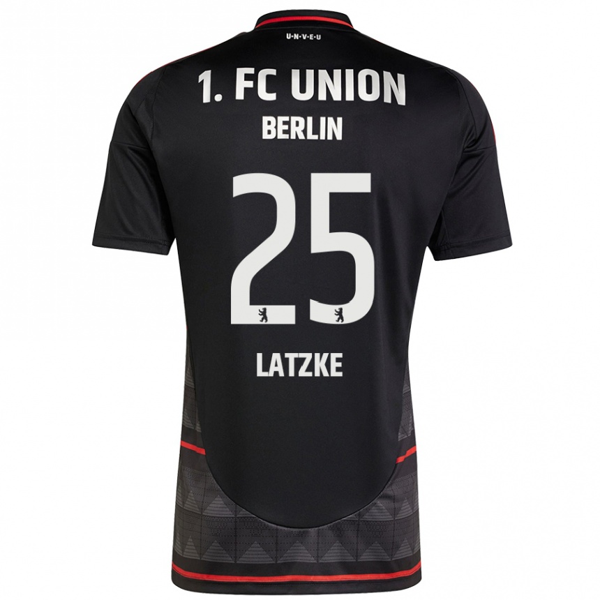 レディースフットボールJannes Latzke#25黒アウェイシャツ2024/25ジャージーユニフォーム