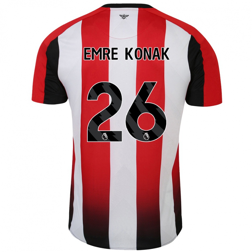 キッズフットボールYunus Emre Konak#26赤 白ホームシャツ2024/25ジャージーユニフォーム