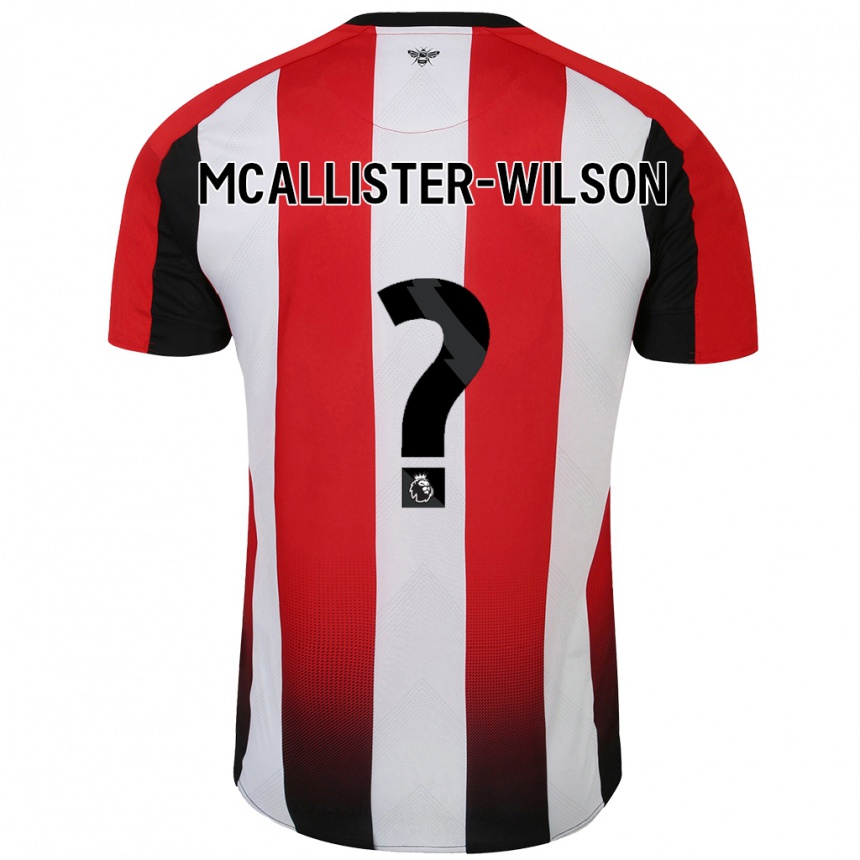 キッズフットボールZack Mcallister-Wilson#0赤 白ホームシャツ2024/25ジャージーユニフォーム