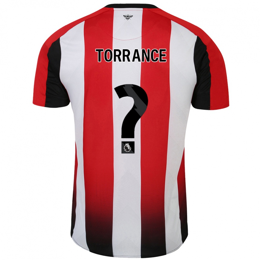 キッズフットボールBruno Torrance#0赤 白ホームシャツ2024/25ジャージーユニフォーム