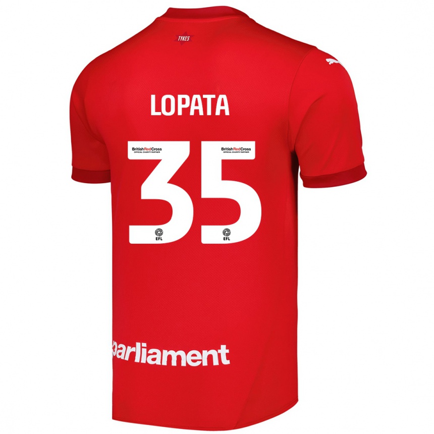 キッズフットボールKacper Lopata#35赤ホームシャツ2024/25ジャージーユニフォーム