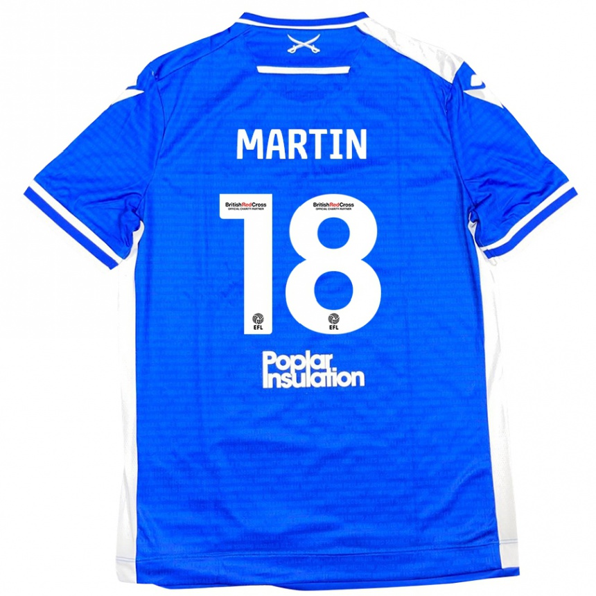 キッズフットボールChris Martin#18ブルーホワイトホームシャツ2024/25ジャージーユニフォーム