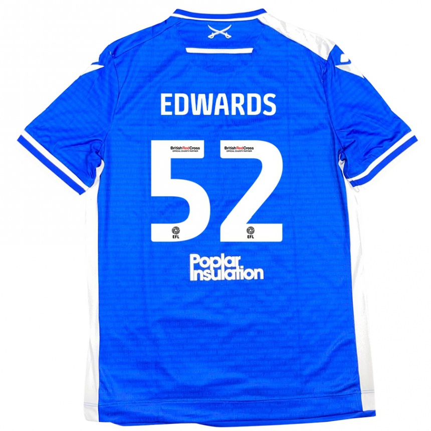 キッズフットボールMax Edwards#52ブルーホワイトホームシャツ2024/25ジャージーユニフォーム