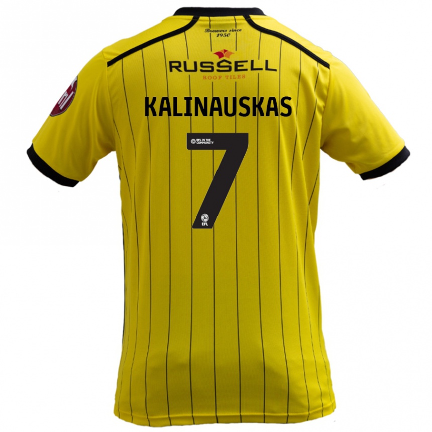 キッズフットボールTomas Kalinauskas#7黄ホームシャツ2024/25ジャージーユニフォーム