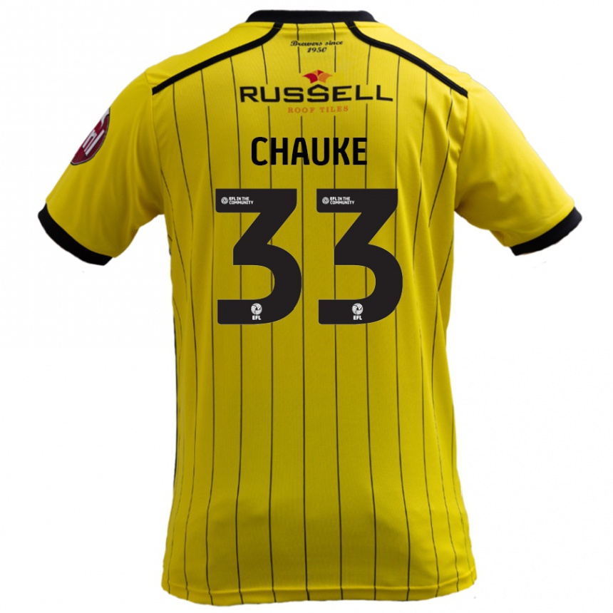 キッズフットボールKgaogelo Chauke#33黄ホームシャツ2024/25ジャージーユニフォーム