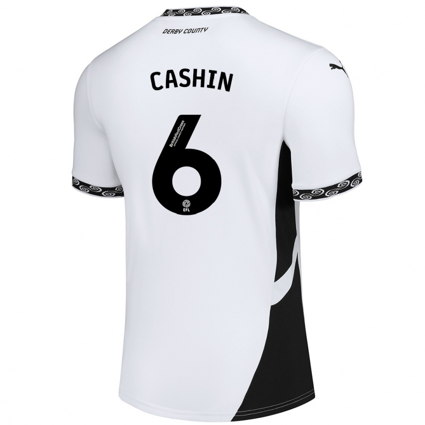 キッズフットボールEiran Cashin#6白 黒ホームシャツ2024/25ジャージーユニフォーム