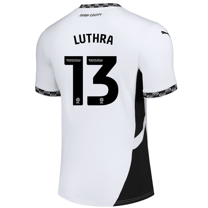 キッズフットボールRohan Luthra#13白 黒ホームシャツ2024/25ジャージーユニフォーム