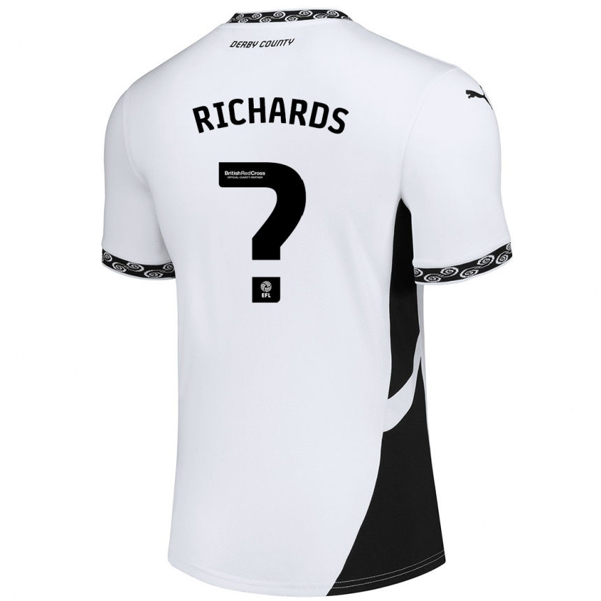 キッズフットボールJerome Richards#0白 黒ホームシャツ2024/25ジャージーユニフォーム