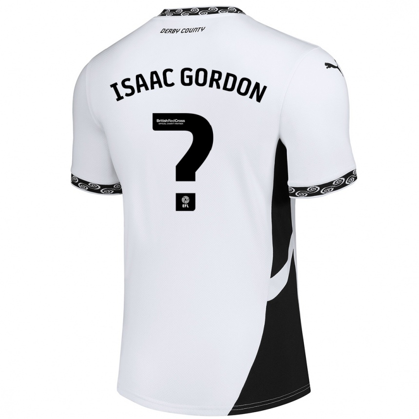 キッズフットボールIsaac Gordon#0白 黒ホームシャツ2024/25ジャージーユニフォーム