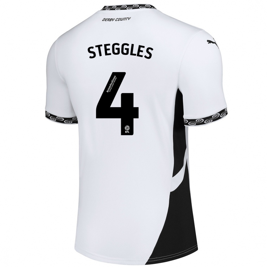 キッズフットボールCharlotte Steggles#4白 黒ホームシャツ2024/25ジャージーユニフォーム