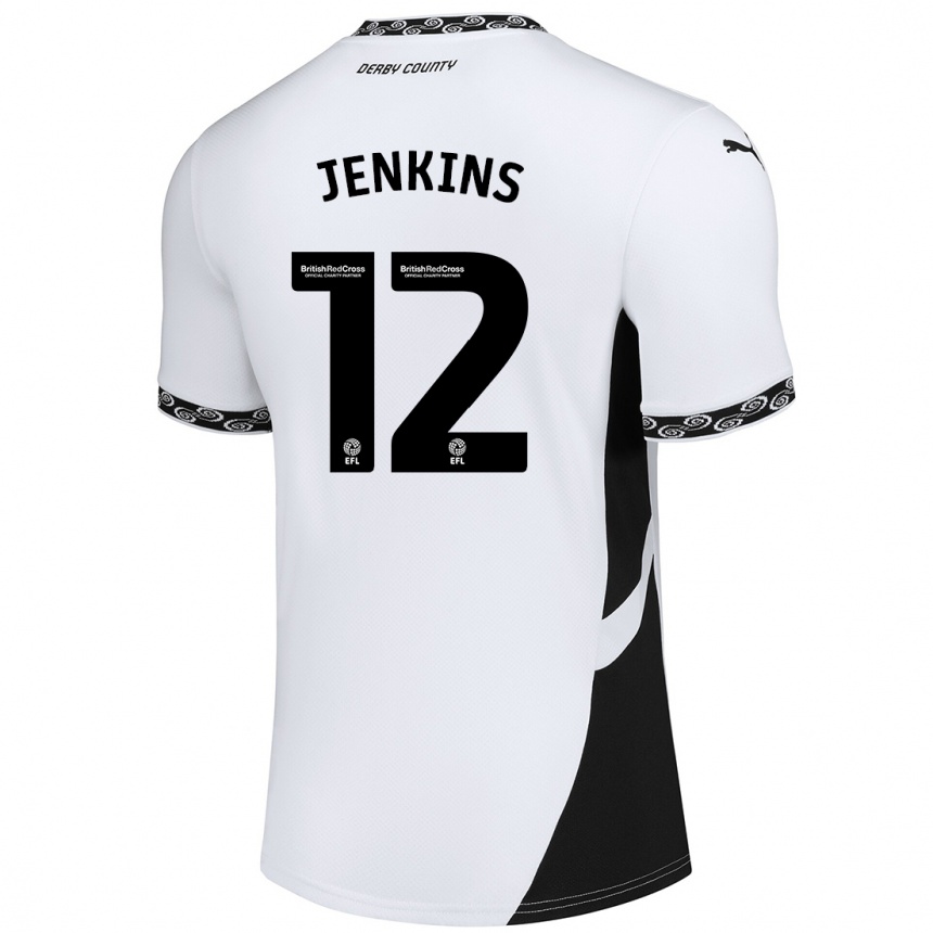 キッズフットボールCamille Jenkins#12白 黒ホームシャツ2024/25ジャージーユニフォーム