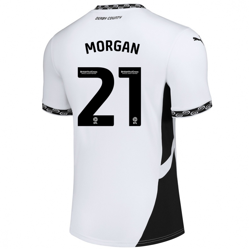 キッズフットボールSarah Morgan#21白 黒ホームシャツ2024/25ジャージーユニフォーム