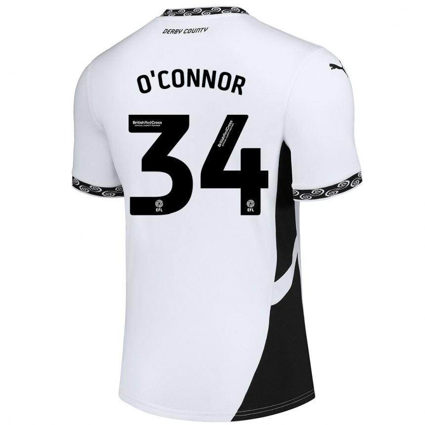 キッズフットボールDolcie O'connor#34白 黒ホームシャツ2024/25ジャージーユニフォーム