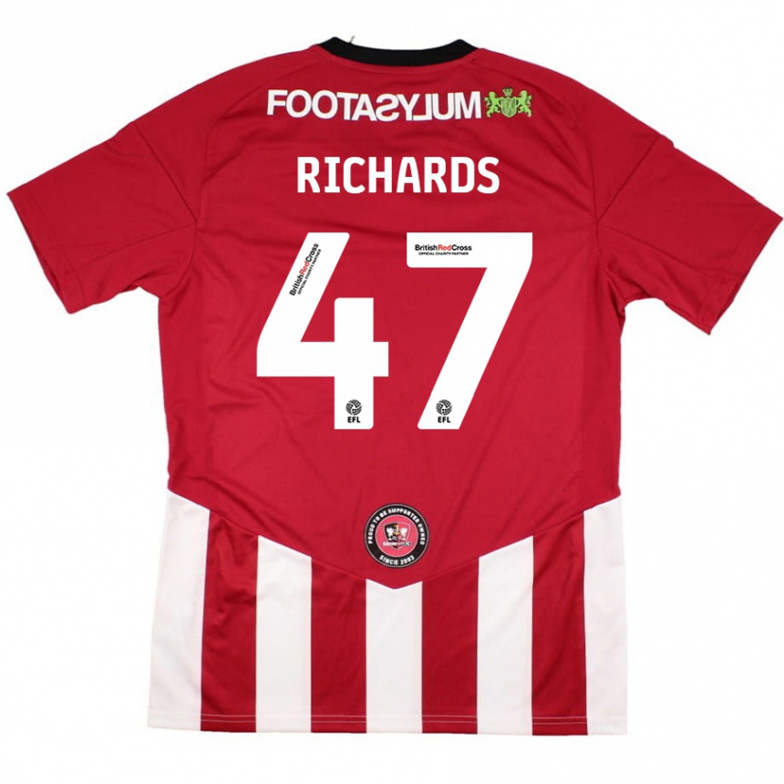 キッズフットボールJake Richards#47赤 白ホームシャツ2024/25ジャージーユニフォーム