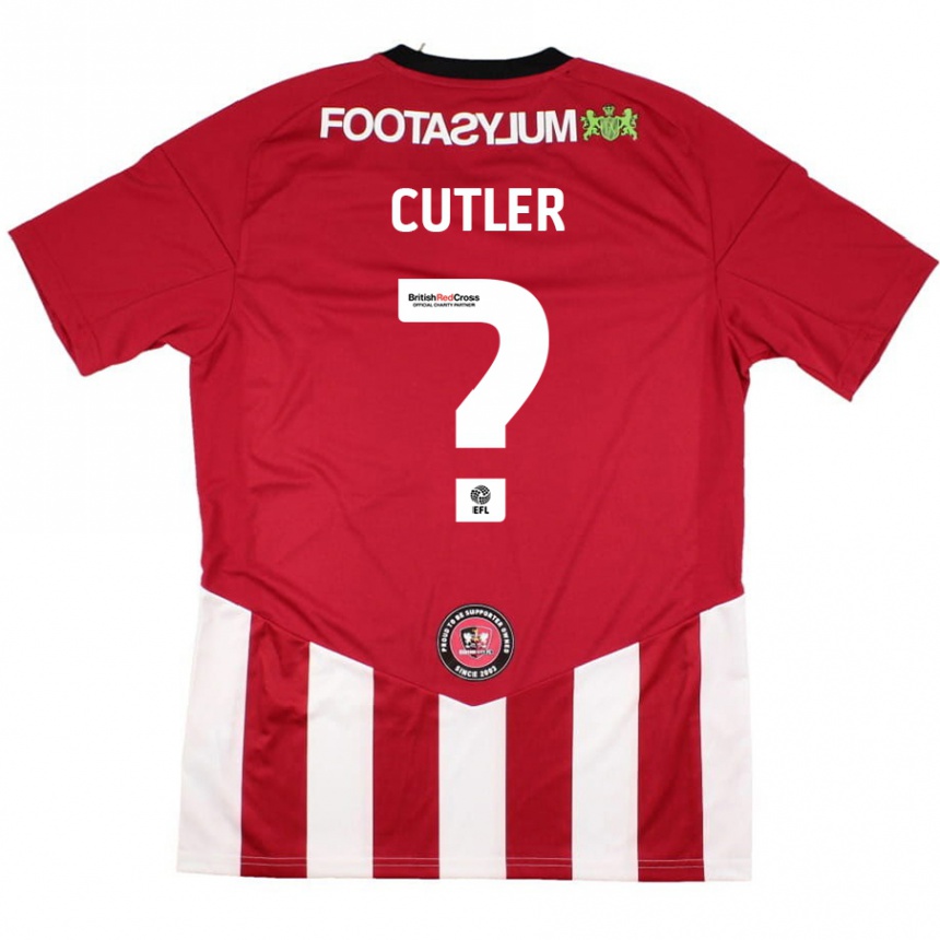 キッズフットボールTheo Cutler#0赤 白ホームシャツ2024/25ジャージーユニフォーム