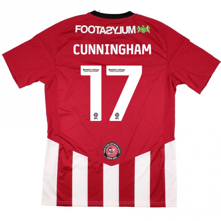 キッズフットボールZoe Cunningham#17赤 白ホームシャツ2024/25ジャージーユニフォーム