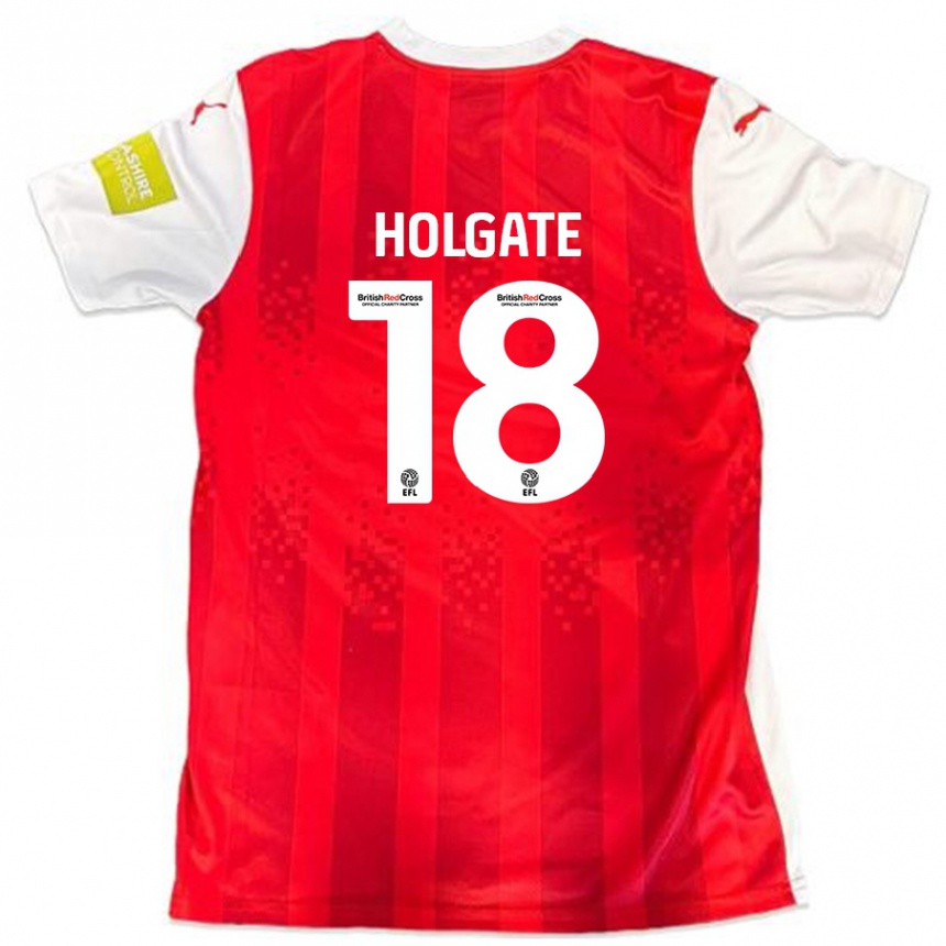 キッズフットボールHarrison Holgate#18赤 白ホームシャツ2024/25ジャージーユニフォーム