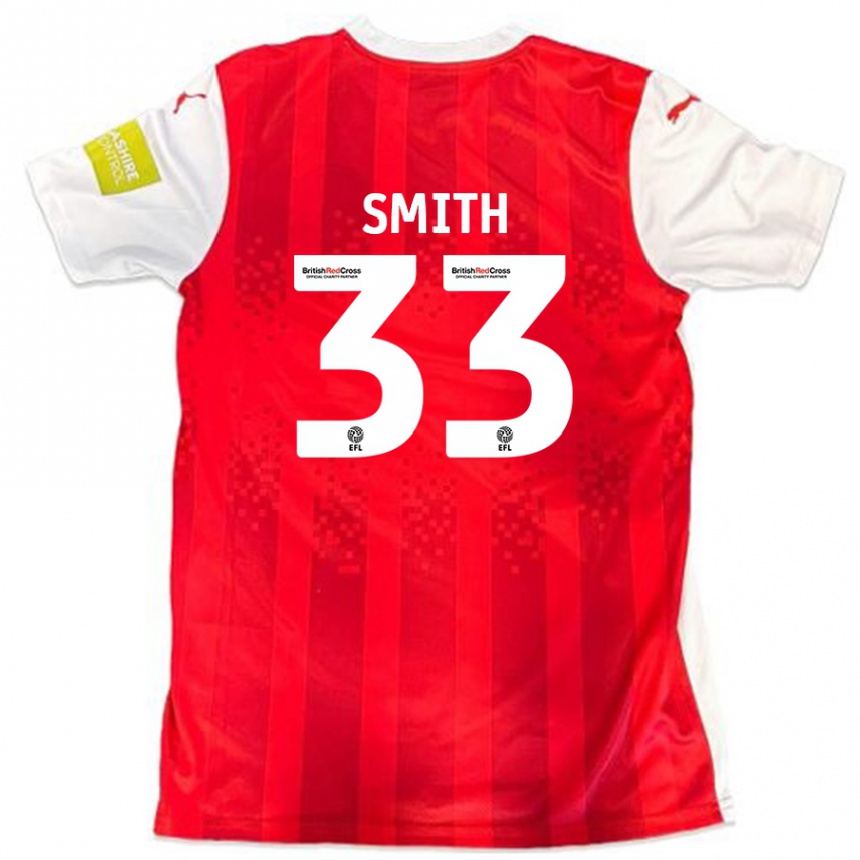 キッズフットボールPele Smith#33赤 白ホームシャツ2024/25ジャージーユニフォーム