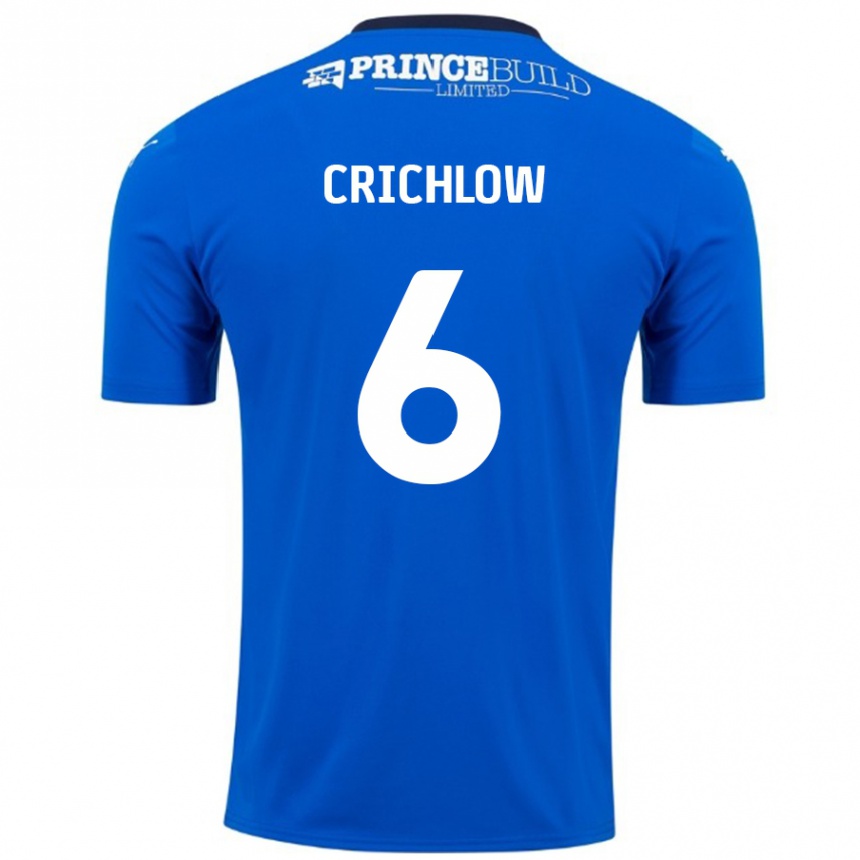 キッズフットボールRomoney Crichlow#6ブルーホワイトホームシャツ2024/25ジャージーユニフォーム