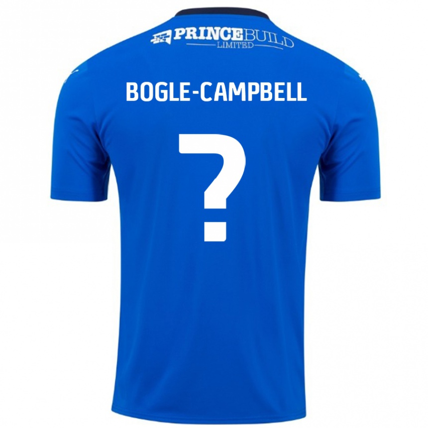 キッズフットボールMa'kel Bogle-Campbell#0ブルーホワイトホームシャツ2024/25ジャージーユニフォーム