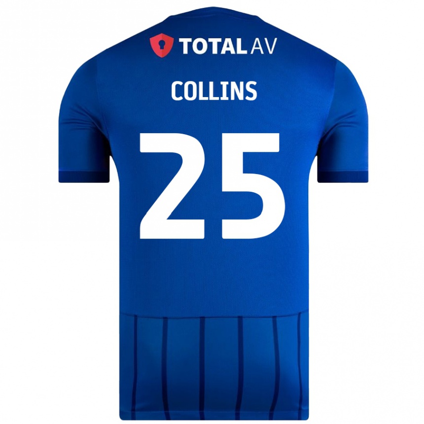 キッズフットボールIzzy Collins#25青ホームシャツ2024/25ジャージーユニフォーム