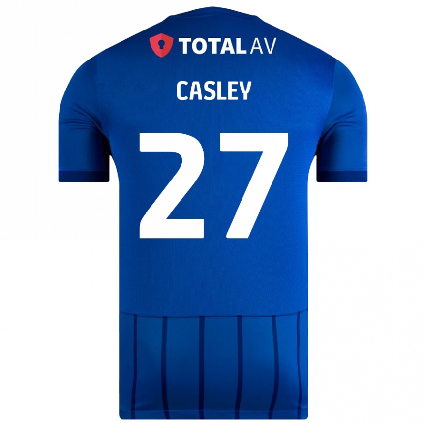 キッズフットボールRiva Casley#27青ホームシャツ2024/25ジャージーユニフォーム